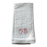 Antique natural linen sheet with OG monogram