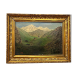 Oil on canvas of the Col des Aravis in Haute-Savoie