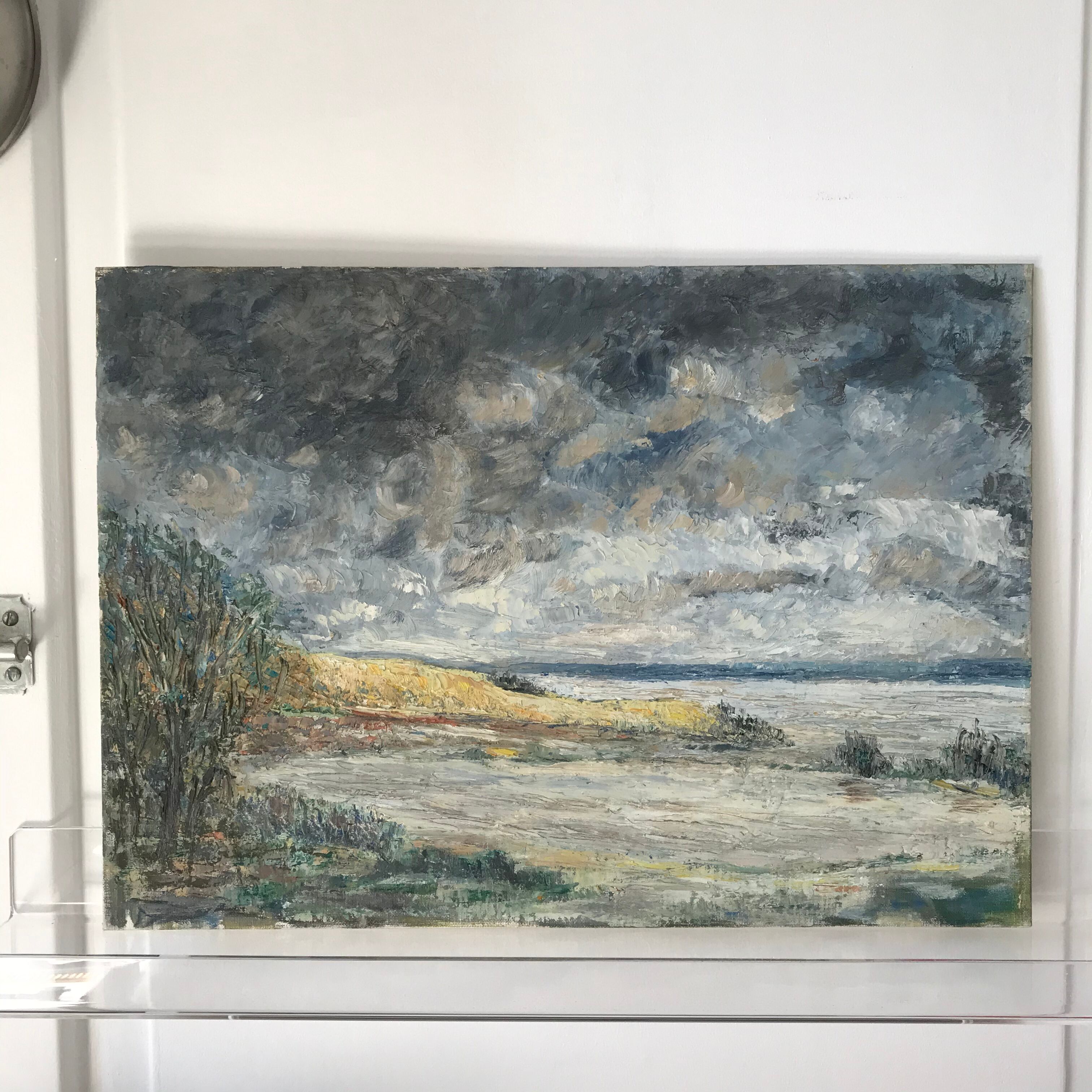 Abstract painting stormy seaside