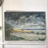 Abstract painting stormy seaside