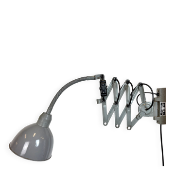 Grey Industrial Gooseneck Scissor Wall Lamp from Elektroinstala, 1960s