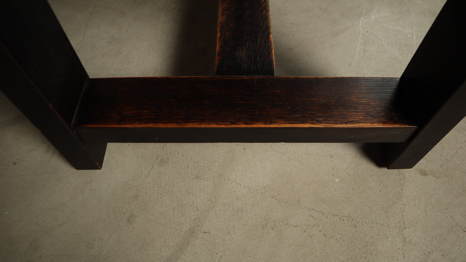 Jean Batenburg dark stained oak dining table for MI, Belgium, circa 1969