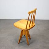 Adjustable-height beechwood chair from the 1970s, Czechoslovakia