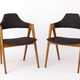 2 Compass Teak Dining Chairs, 1960s, by Kai Kristiansen for Sva Møbler, Set