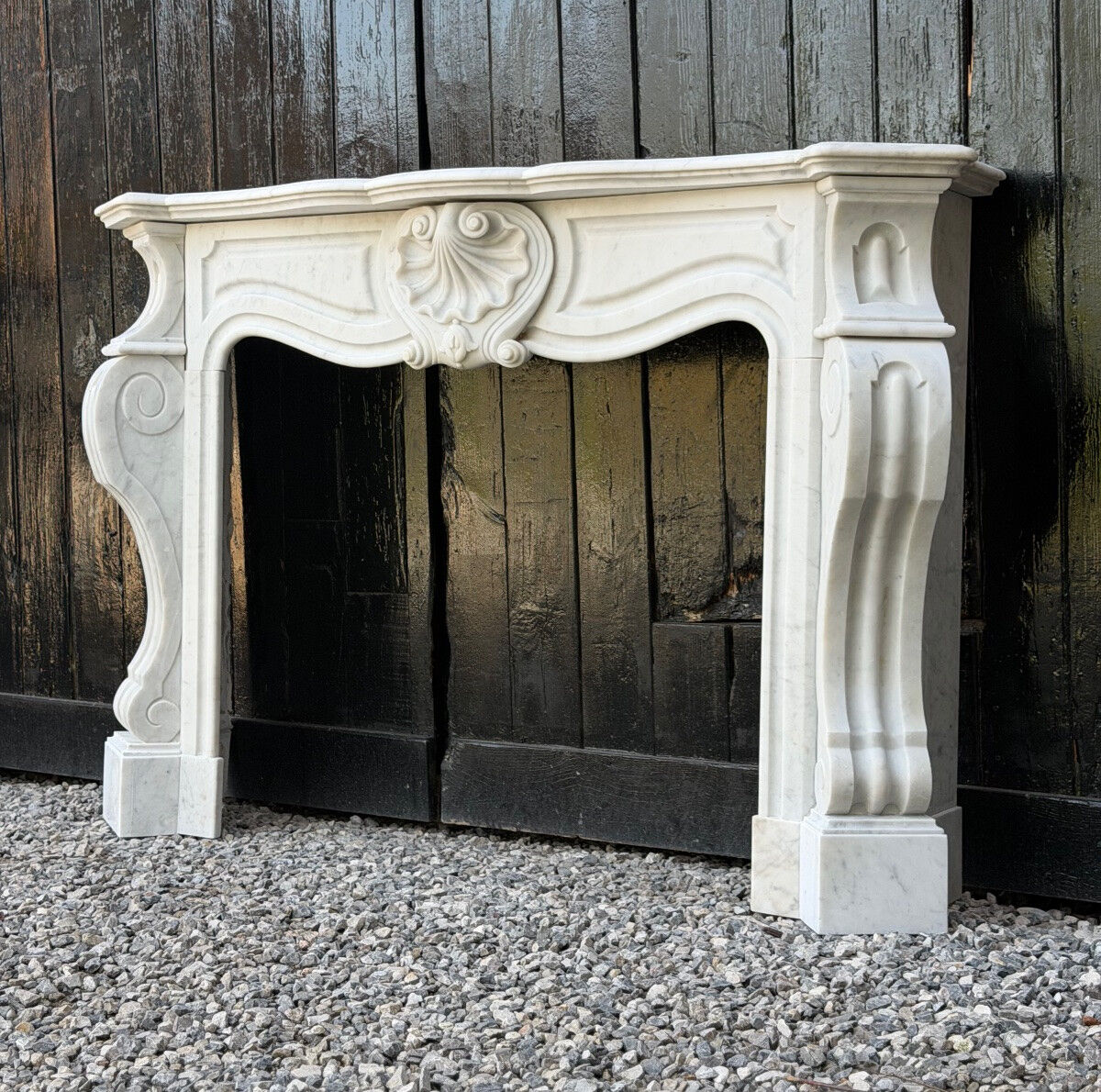 Napoleon III fireplace in white Carrara marble, circa 1880.