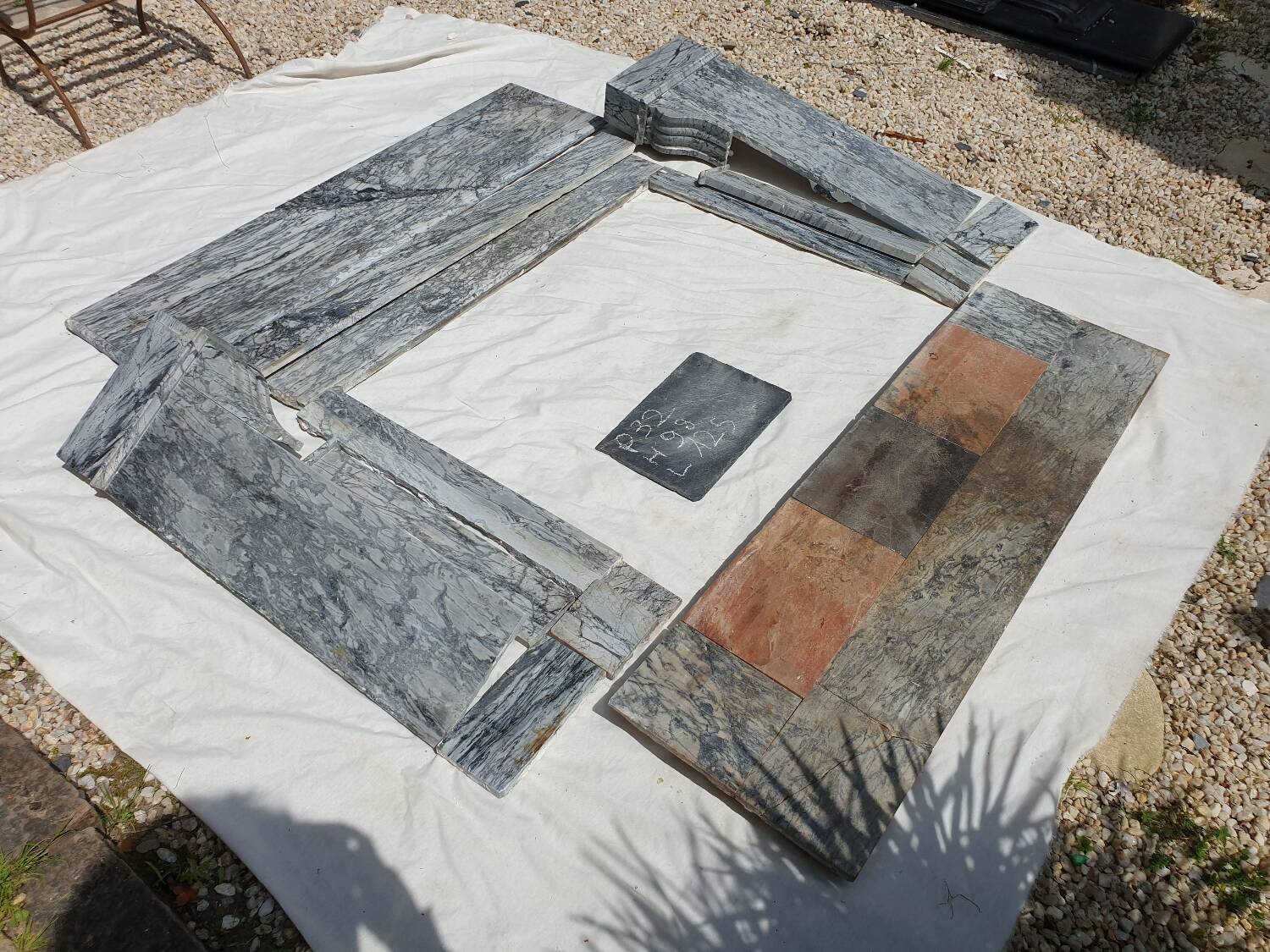 Napoleon III modillion fireplace in gray marble late 19th century