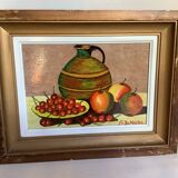 Still life painting oil on panel signed