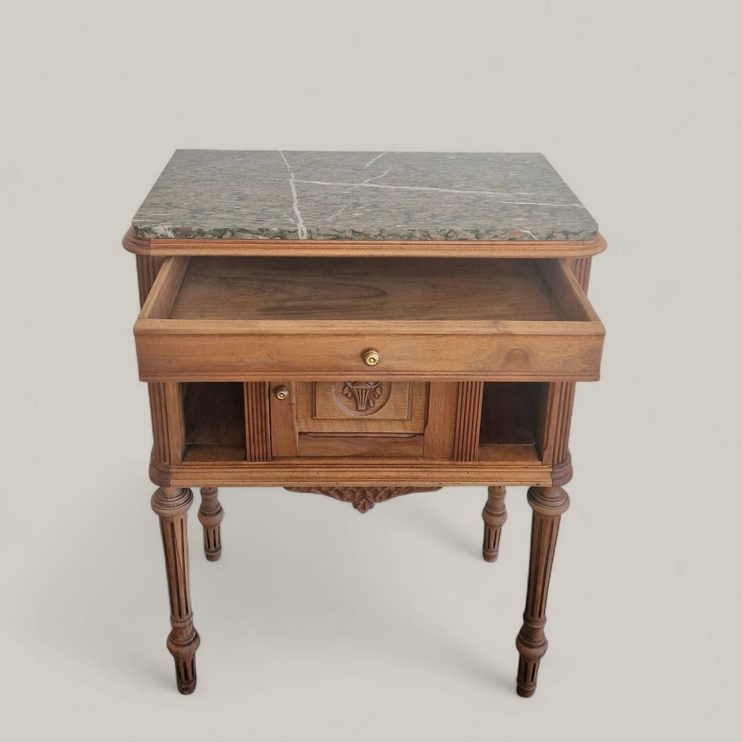 Walnut and green marble sideboard – Louis XVI style – Early 19th century