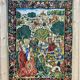 Printed tapestry and embroidery decorated with a medieval hunting scene - 1m50x1m12