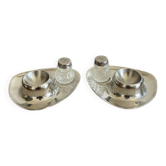 Set of egg cups, salt shaker and pepper shaker