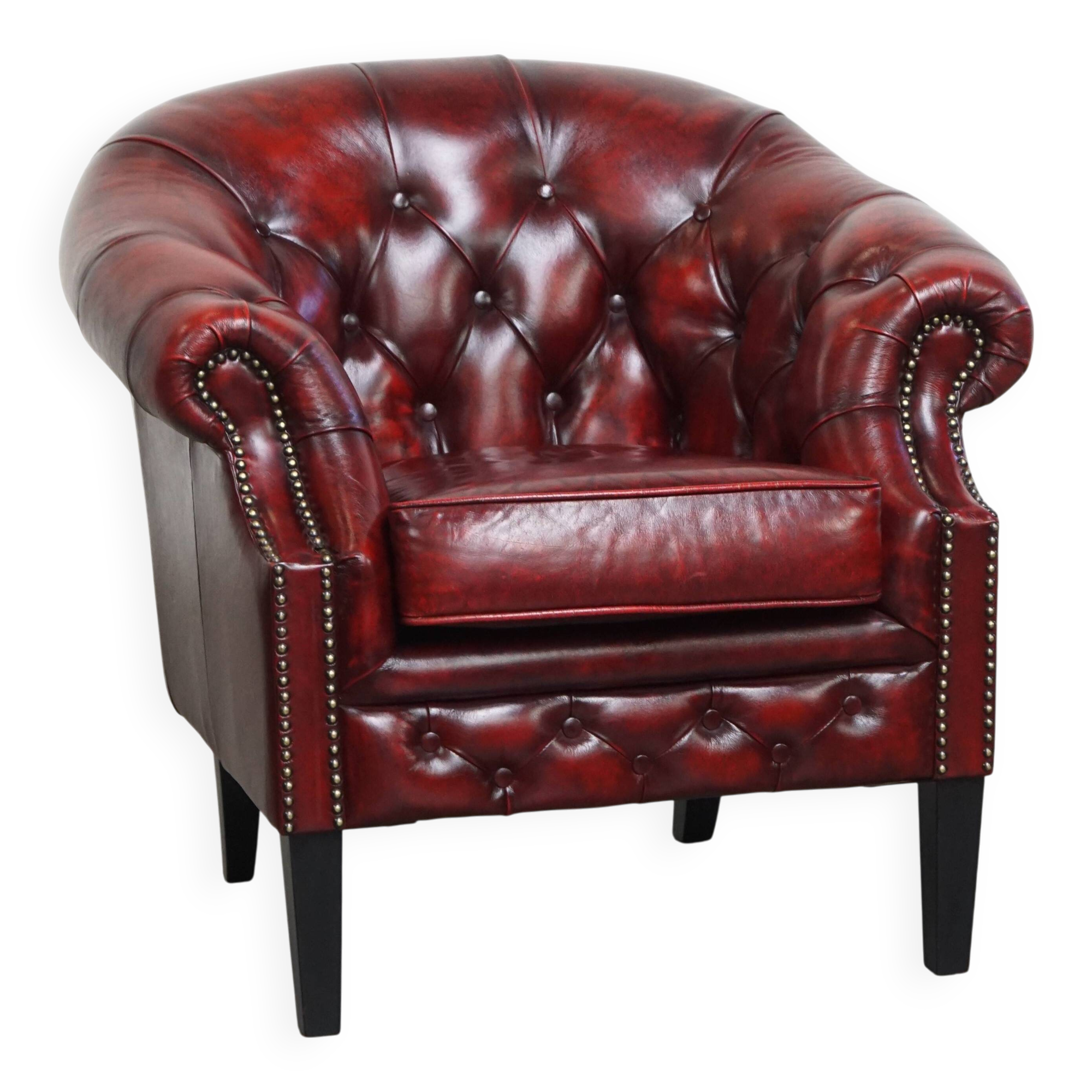 Fauteuil club Chesterfield en cuir de vache anglais