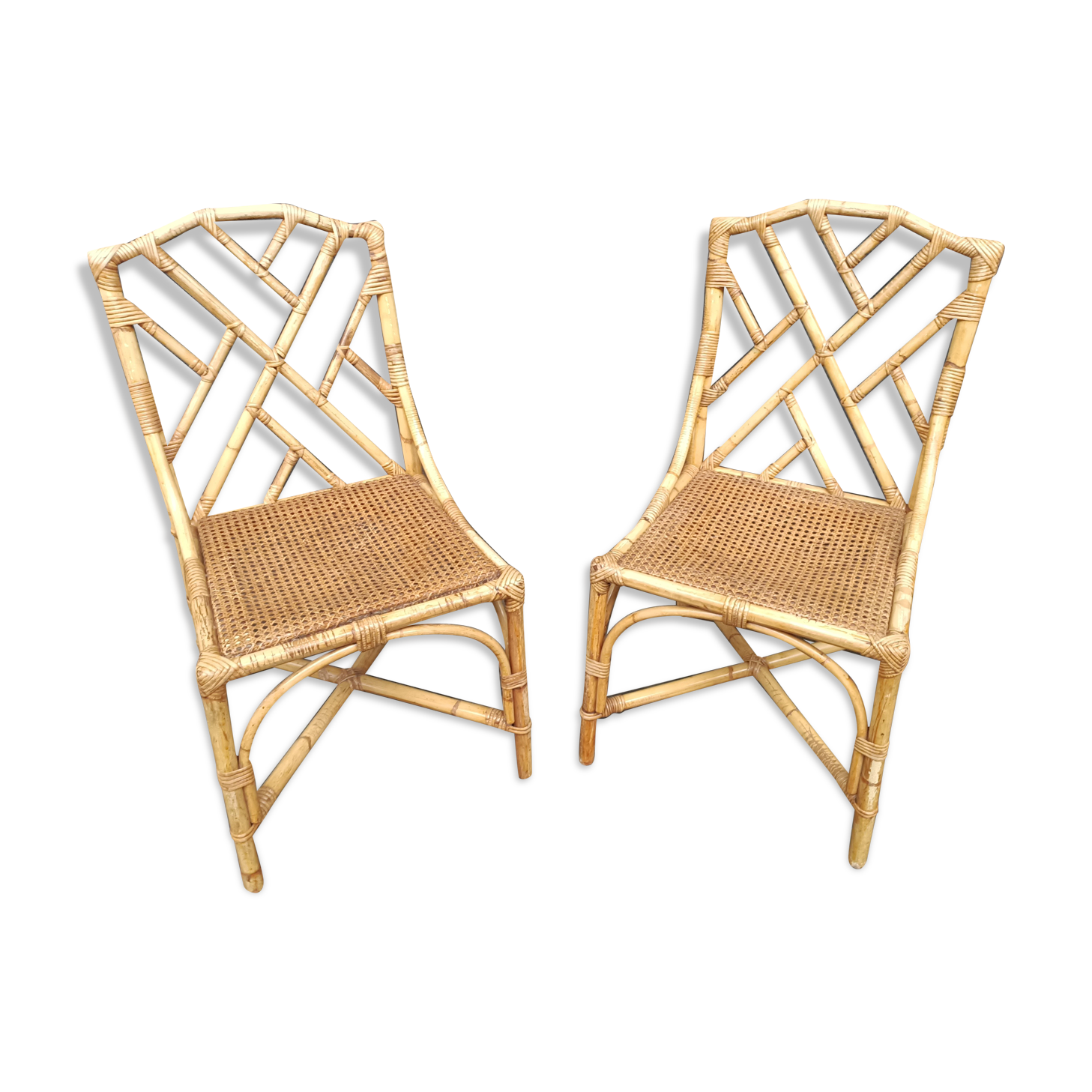 Pair of rattan chairs Italian work