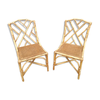 Pair of rattan chairs Italian work
