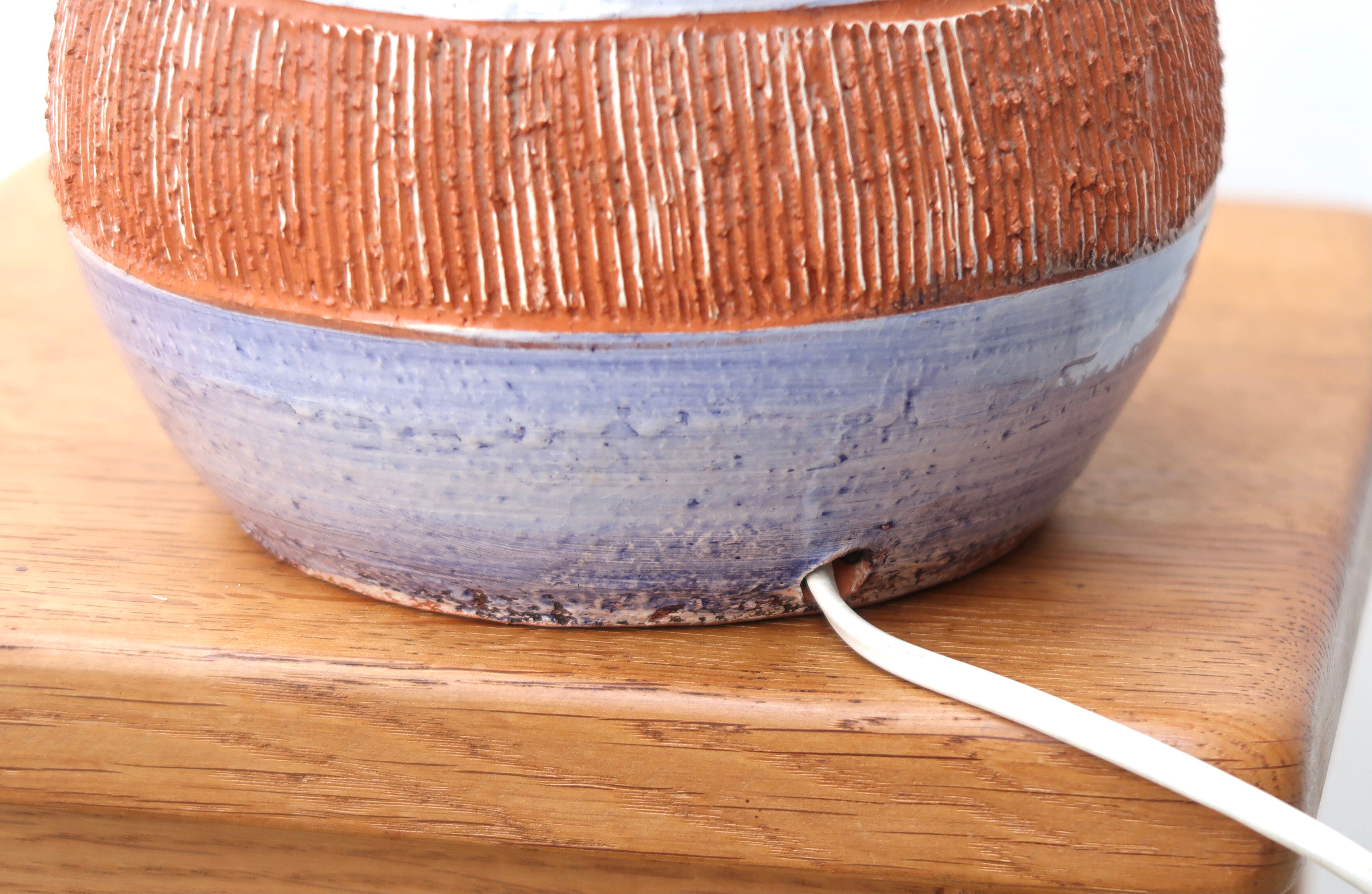 Ceramic lamp by Christian Muratore, raffia shade
