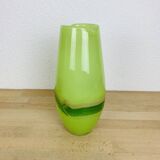 Jade green blown glass vase, handcrafted
