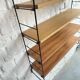 Scandinavian vintage wall shelf String real large model with 5 wood and black metal boards