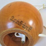 Paire de pieds de lampes boules bois massif Par IMT italie vintage