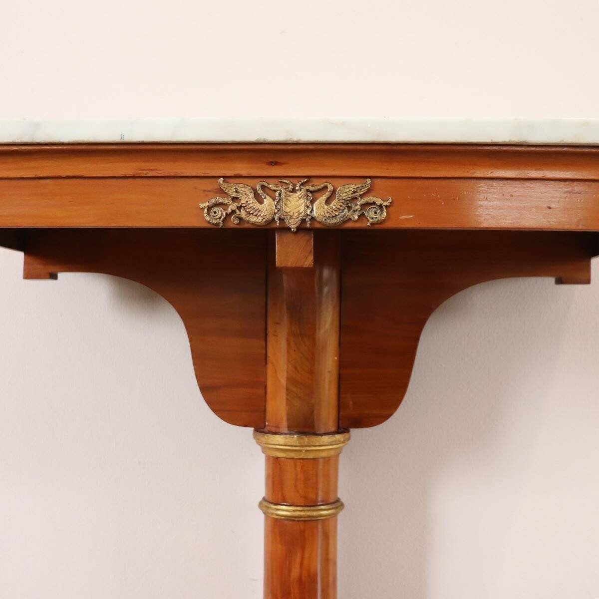 Console Table In Cherry Wood And Marble Top, Early 19th Century