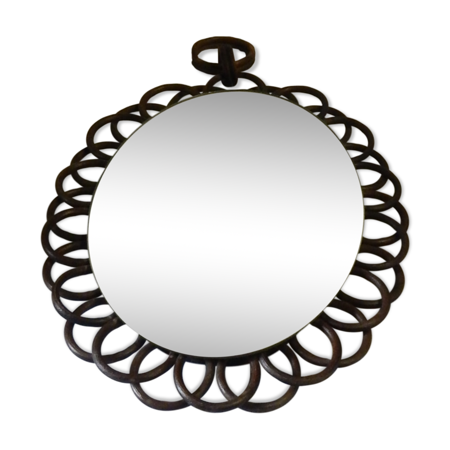 Miroir en rotin vintage années 60/70