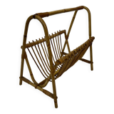 Vintage Rattan Magazine Basket Newspaper Rack 60s Rohe