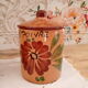 Set of 4 vintage kitchen pots in terracotta decoration daisy