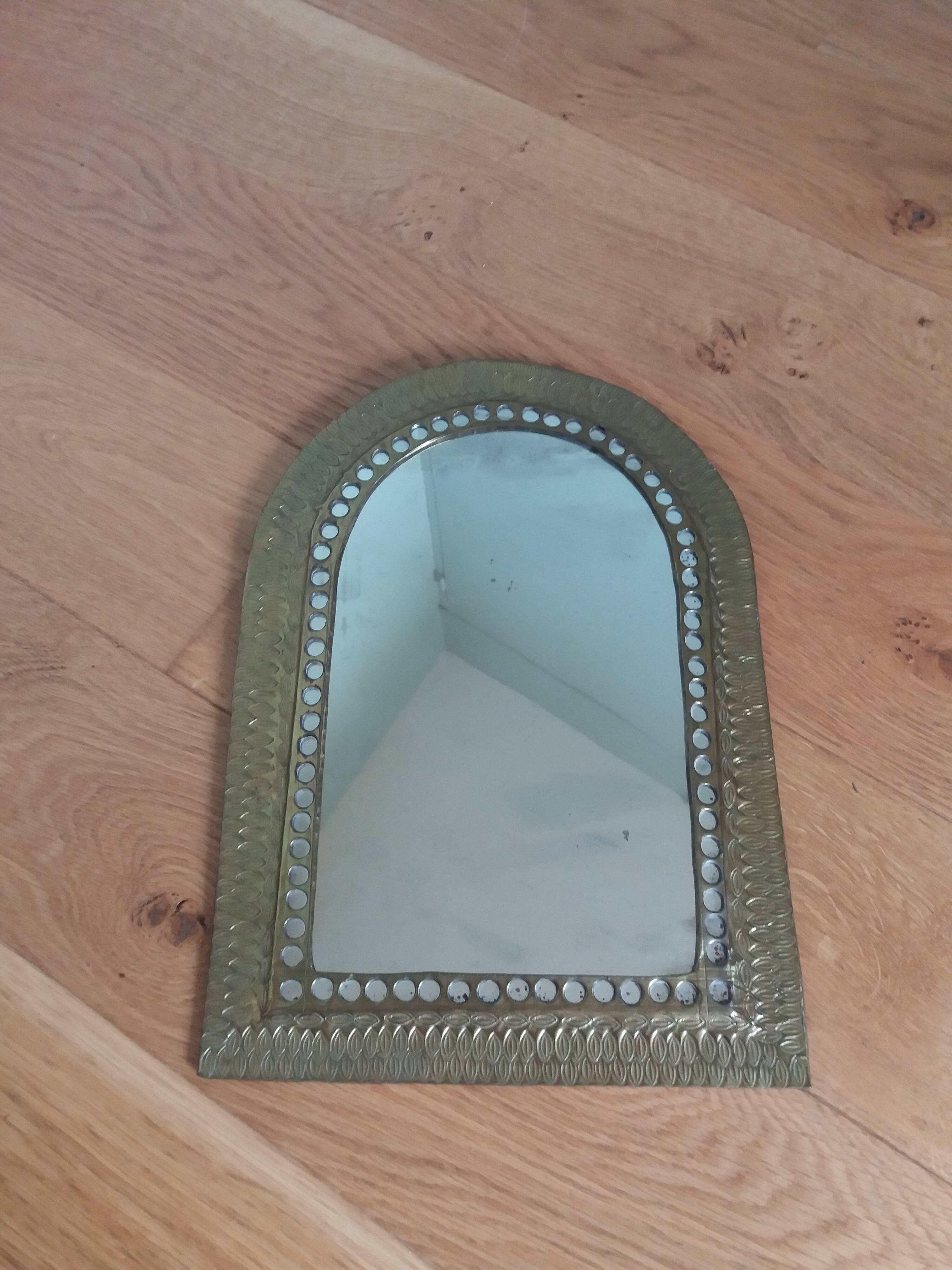 Oriental brass mirror 36x26