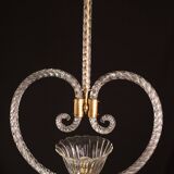Lustre suspendu en forme de cœur art déco par barovier e toso, années 1940