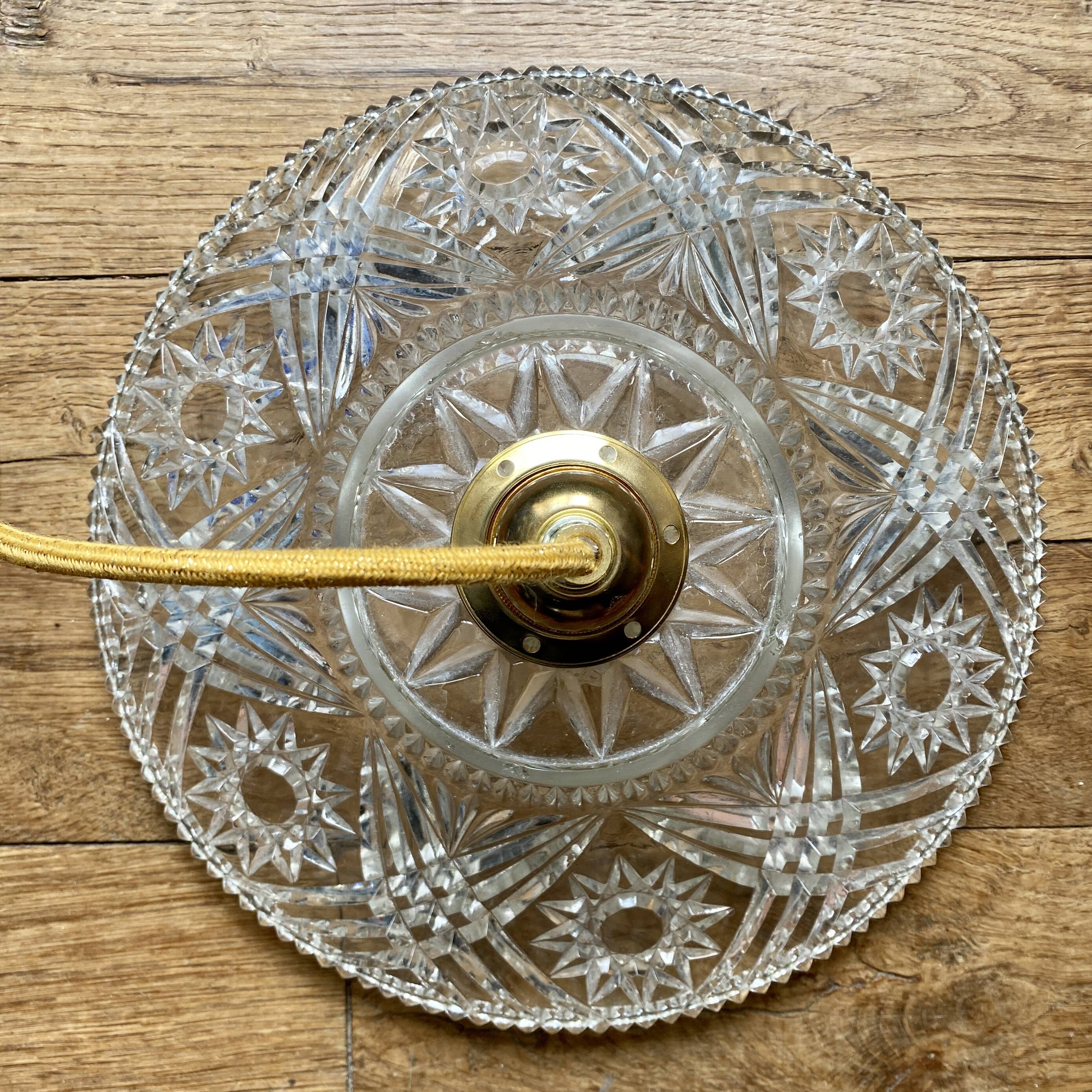 Suspension abat-jour vintage en verre - collection vaisselle -
