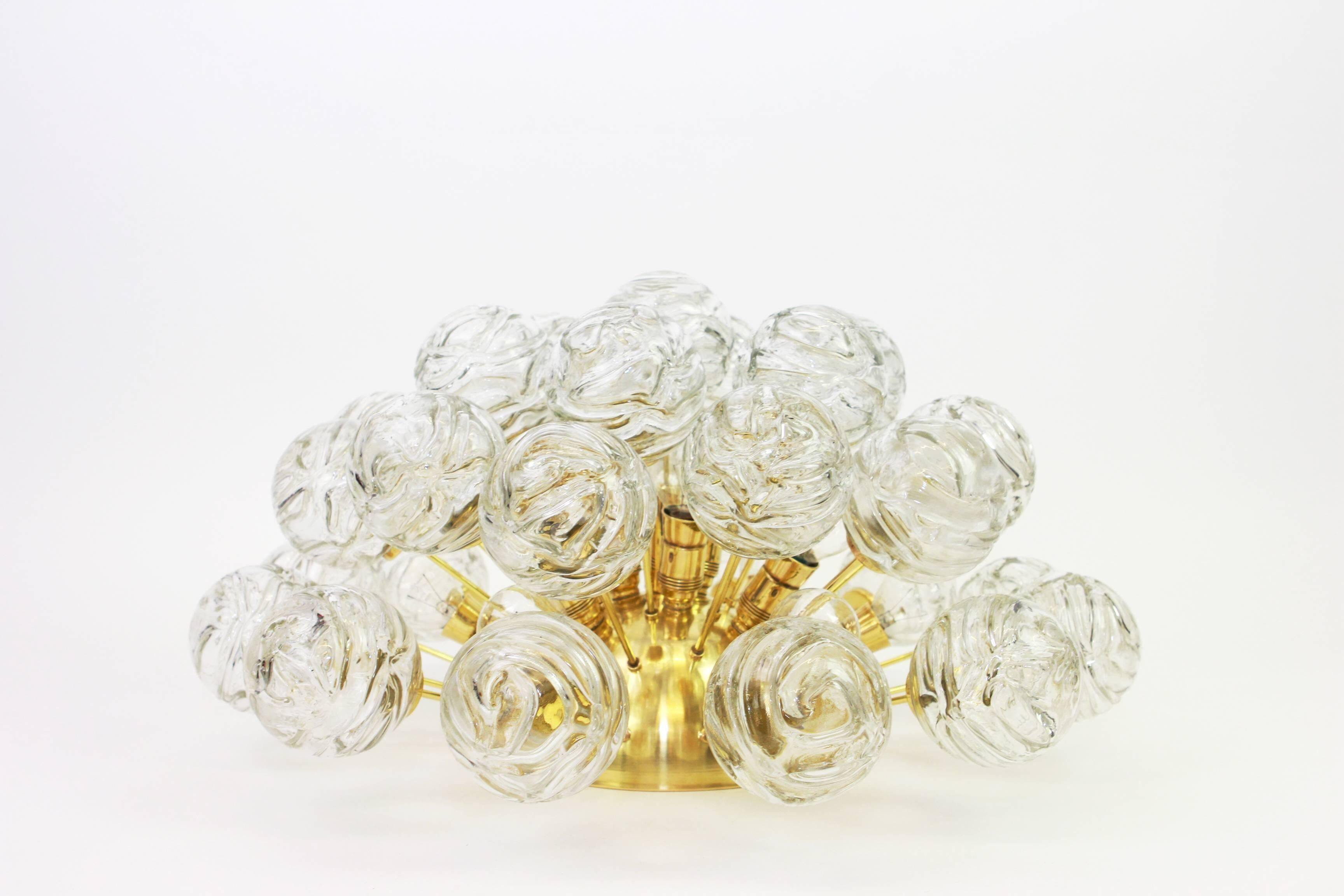Spectacular Sputnik ceiling light with glass snowballs by Doria, Germany, 1970s