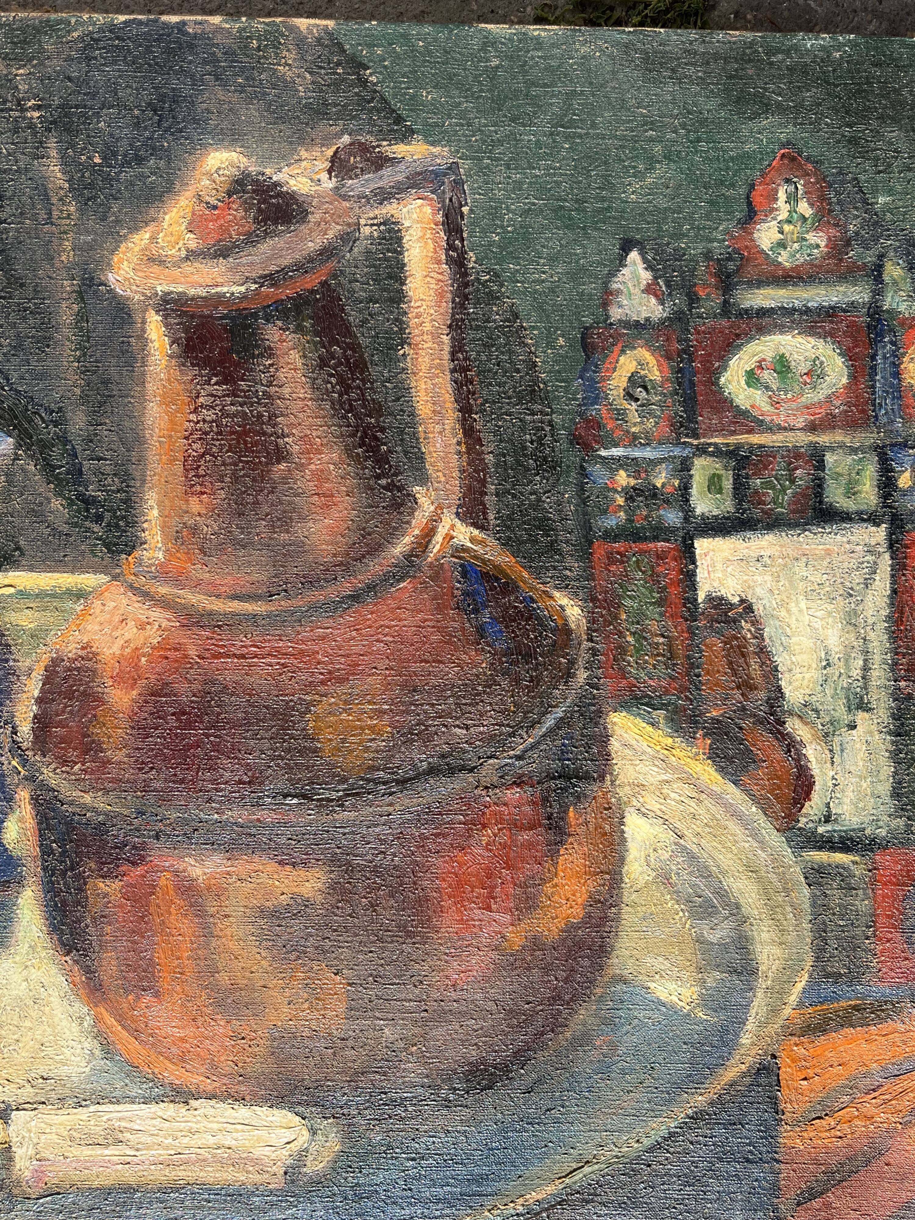 Oil painting on canvas, oriental still life, 20th century, oil on canvas, signed, 65x54 cm, unframed
