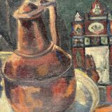 Tableau huile sur toile, nature morte oriental, XXe, huile sur toile, signé, 65x54 cm, sans cadre