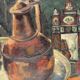 Tableau huile sur toile, nature morte oriental, XXe, huile sur toile, signé, 65x54 cm, sans cadre