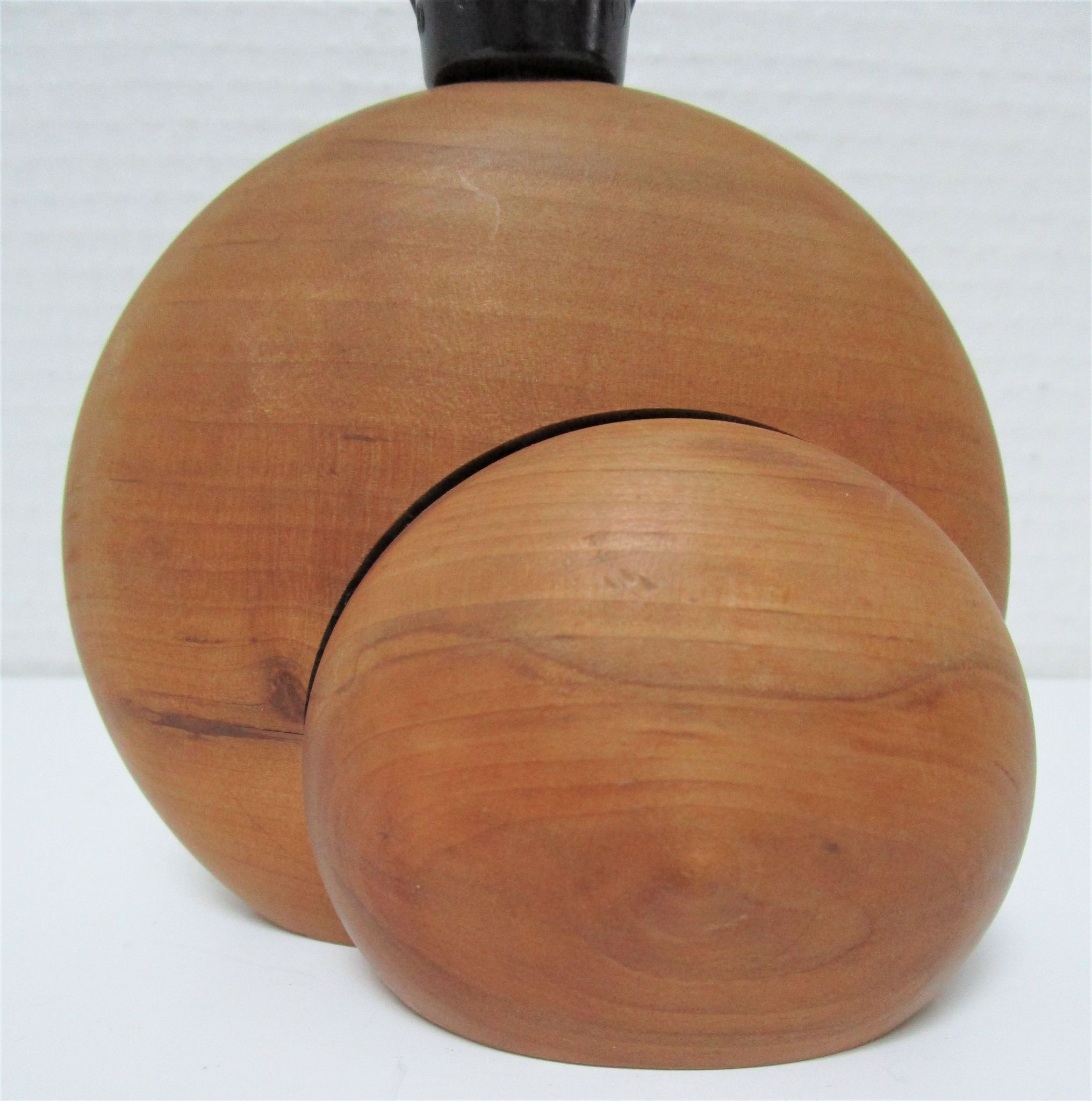 Wood lamp and vintage wool lampshade vintage, 70s