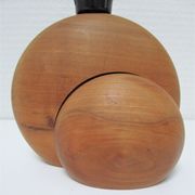 Wood lamp and vintage wool lampshade vintage, 70s