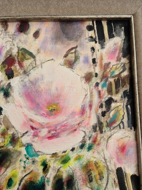 Gabriel Deschamps (1919-2011) Oil on canvas - The rose - 1960