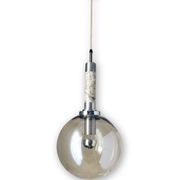 Scandinavian pendant light in brushed stainless steel marble and smoked glass globe. 1970
