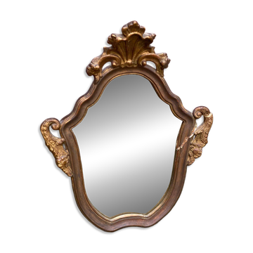 Miroir baroque doré à la feuille style Louis XV du 19ème