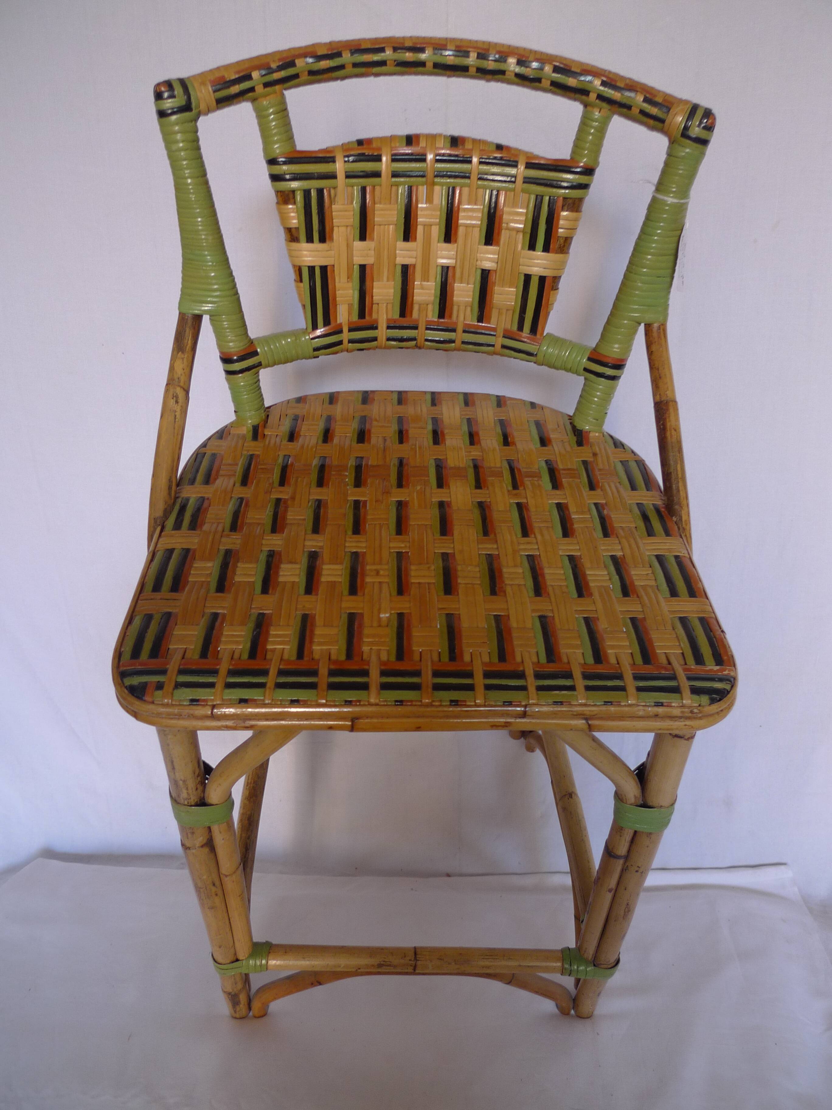 Braided wicker bar stool