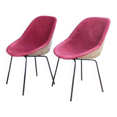 Set de chaises roses par Genevieve Dangles-Christian Defrance pour Burov, 1950s