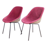 Set of pink chairs by Genevieve Dangles-Christian Defrance for Burov, 1950s