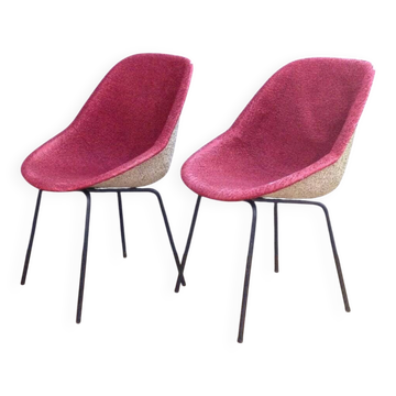 Set de chaises roses par Genevieve Dangles-Christian Defrance pour Burov, 1950s