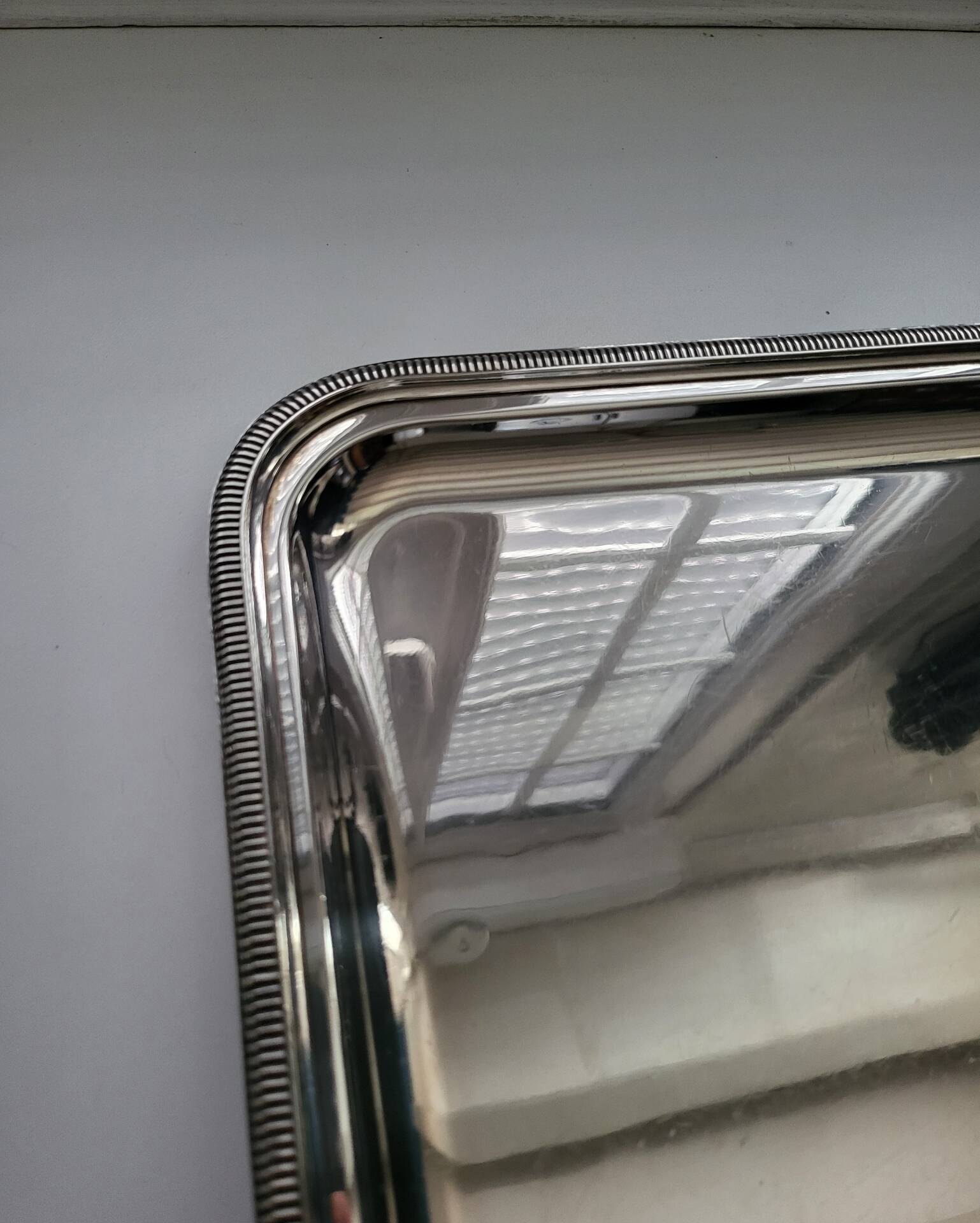 Large silver-plated metal serving platter Christofle Gallia collection