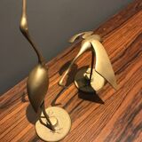 Pair of brass deco stork