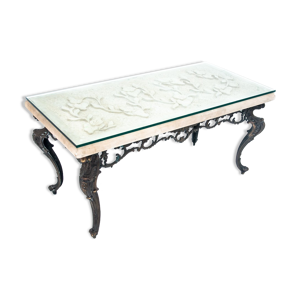 Table basse avec plateau en pierre