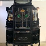 Blackened wooden display case, late 19th, early 20th century