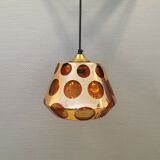Hanging lamp, from the 80-90s, Danish Space Age style, and made of glass with a kind of alloy on.