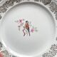6 Small vintage plates in gold white porcelain Bavaria bird motif