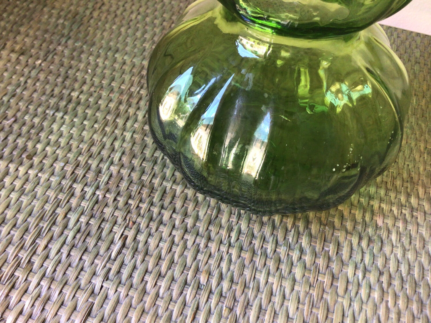 Green glass vase