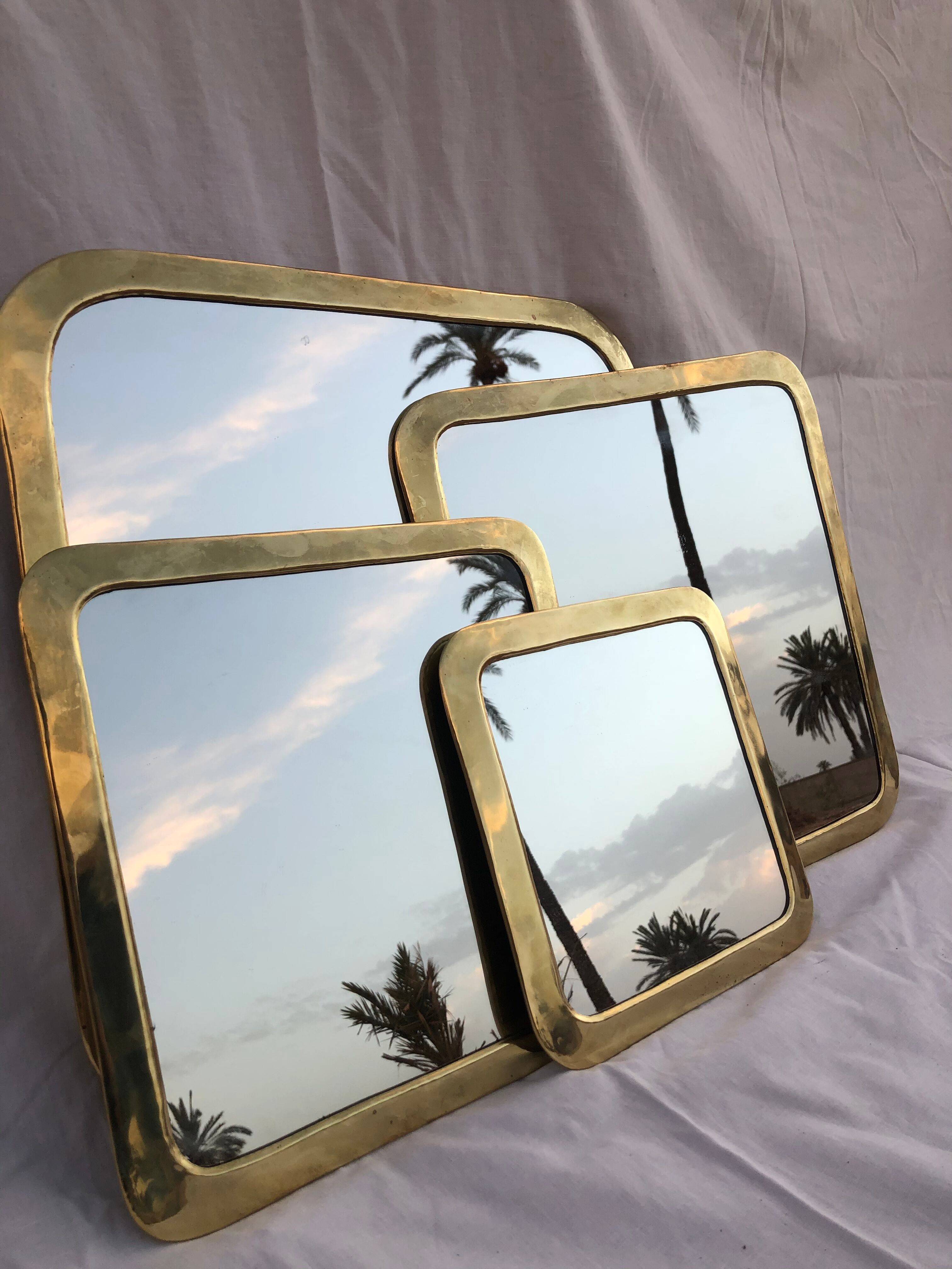 Set of 4 Brass Square Mirrors