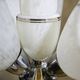 Art Deco chandelier/suspension with 3 domes in mixed glass and chrome metal